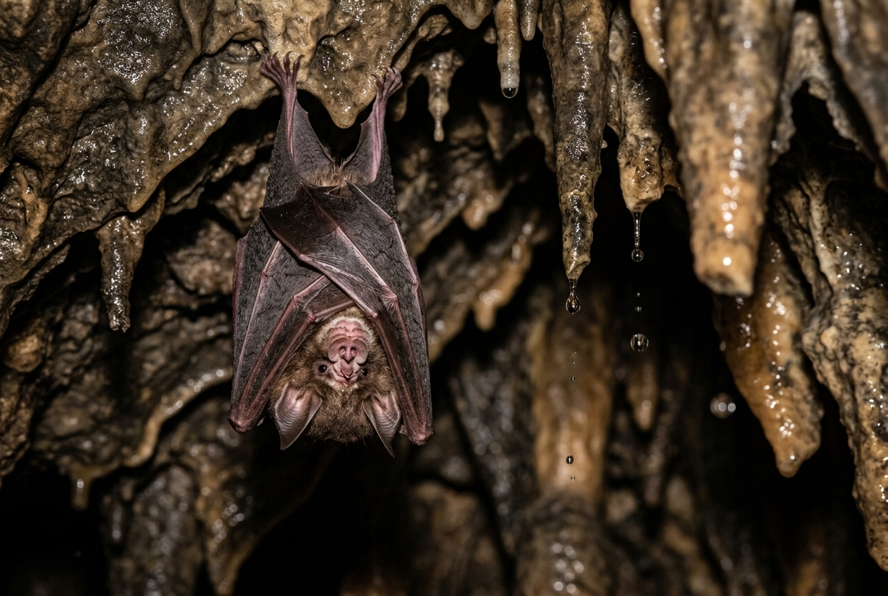 Grand Rhinolophe dans une cavité rocheuse — chauve-souris d'Évenos