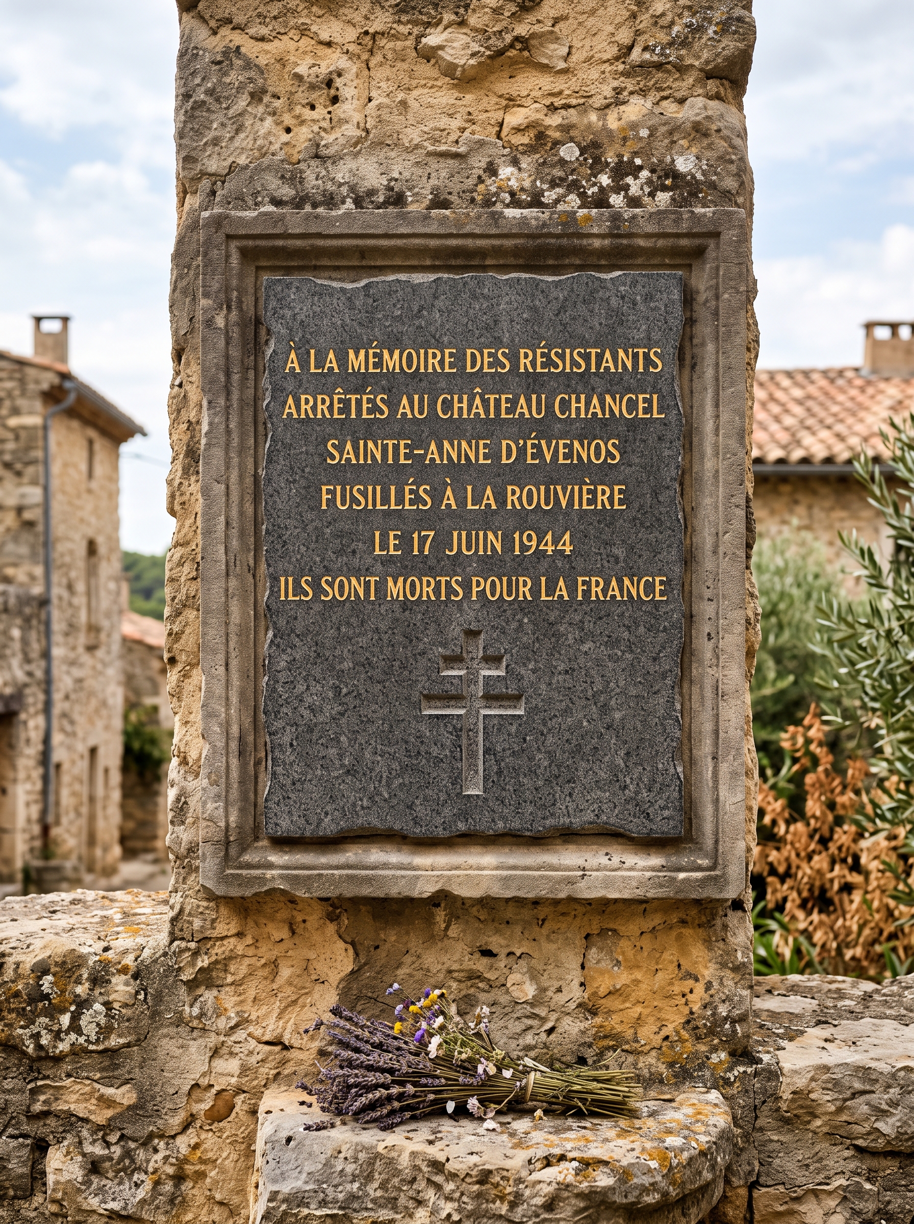 Plaque commémorative en mémoire des résistants varoises fusillés en juin 1944