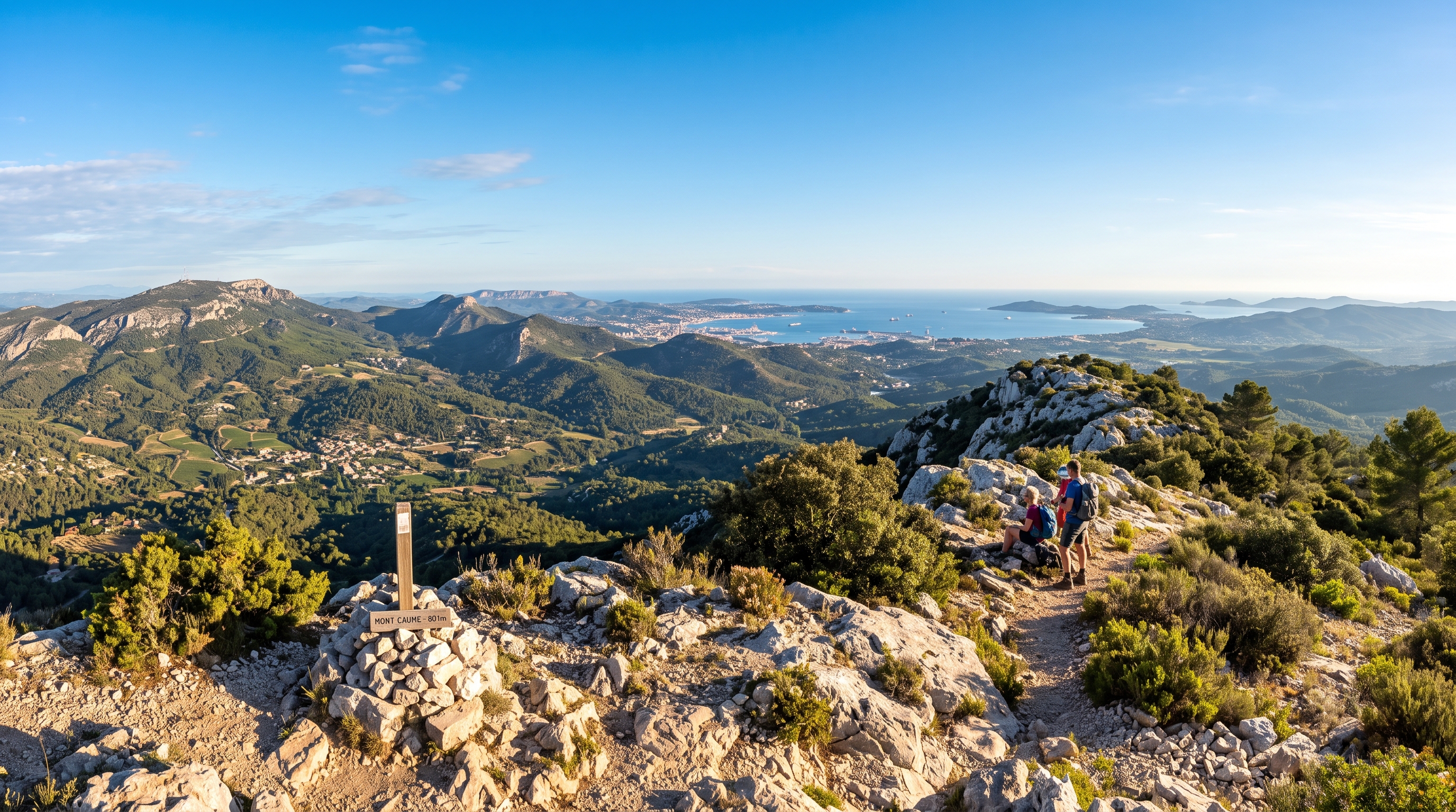 Le sommet du Mont Caume – 801 m Vue panoramique depuis le sommet du Mont Caume